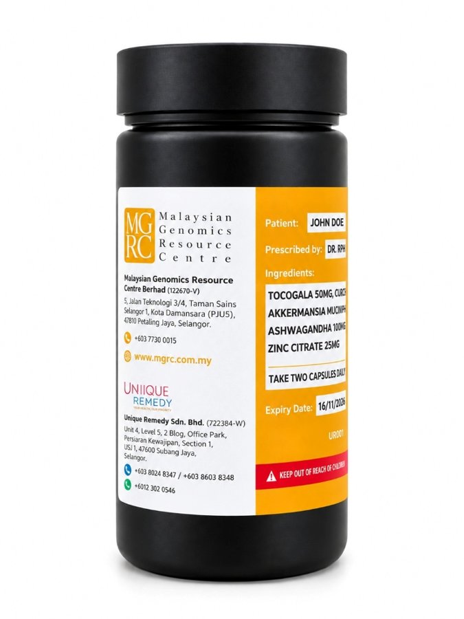 Personalised supplements bottle